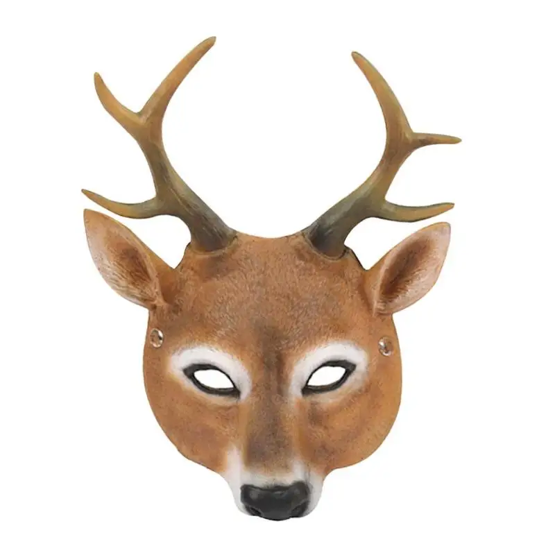Creative Realistic Party Halloween Deer Mask Simulation Animal Full Face Mask Home Festival Decoration Essential Supplies