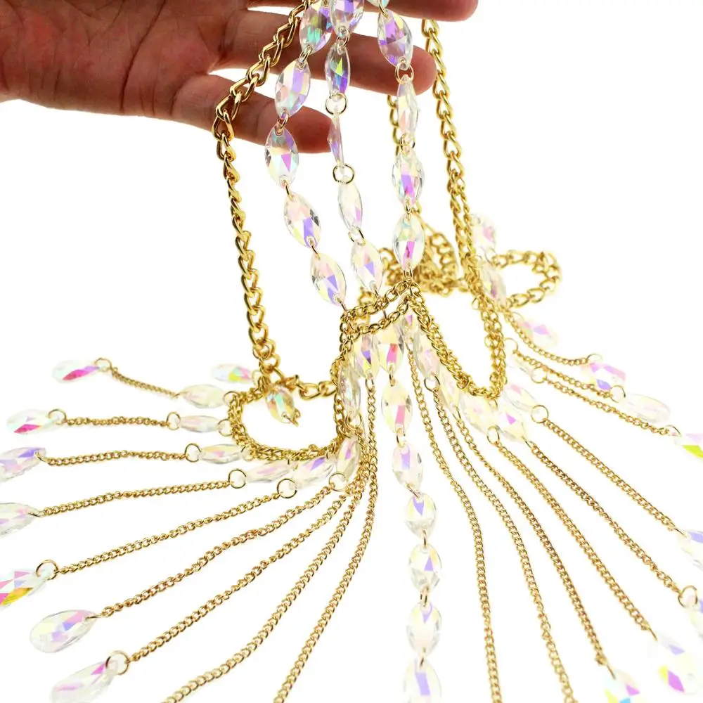 Sexy Women Masquerade Mask Head Face Chain for Ballroom Party Belly Dancing Stage Performance Ladies Body Jewelry