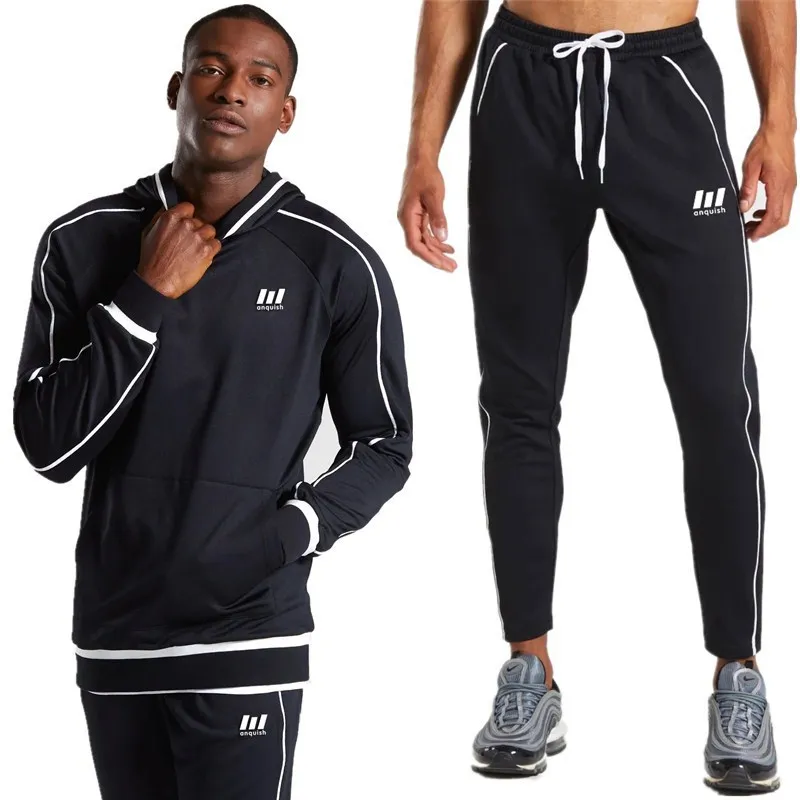 

2019 Autumn And Winter Men Sports Leisure Suit Long Sleeve Europe And America Muscle Brother Running Fitness Pullover Hoodie