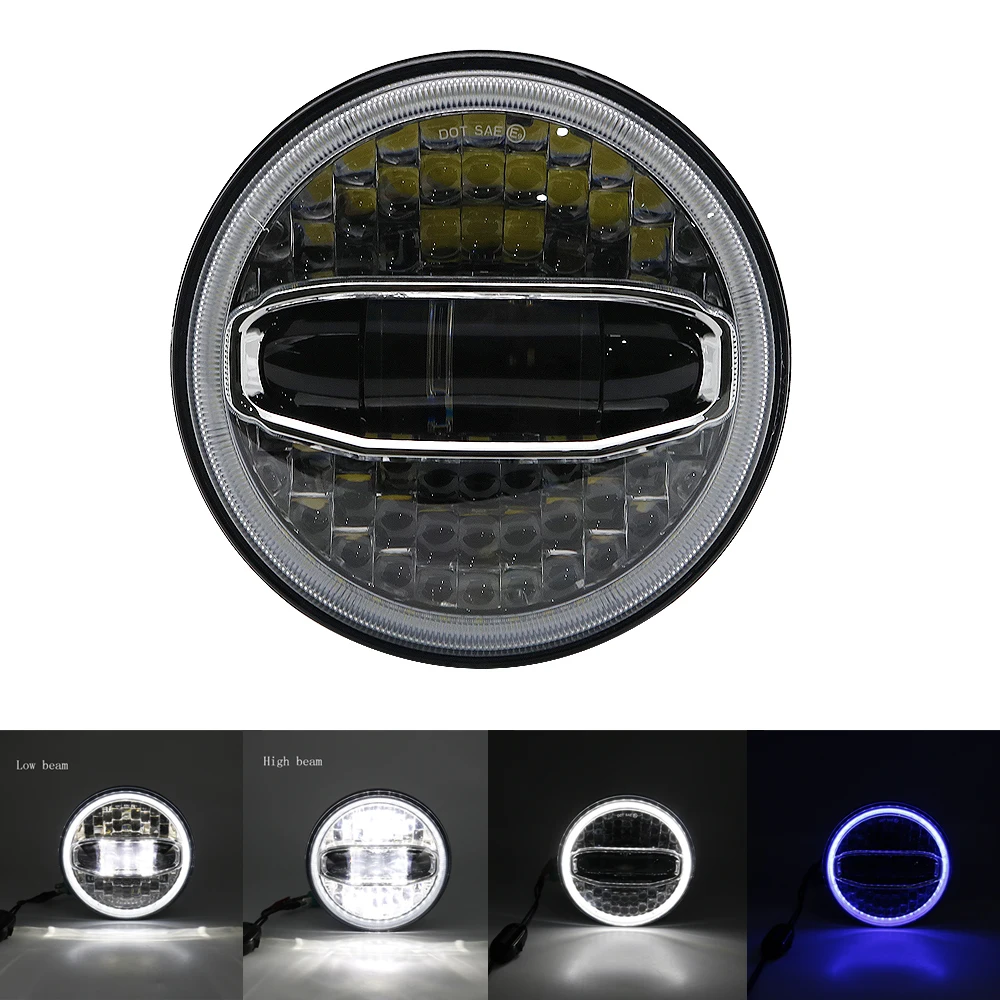 7 дюймов светодиодный высокий низкий луч светодиодный H4 Halo Angel Eye DRL Янтарный указатель поворота для Jeep Wrangler JK TJ Land Rover