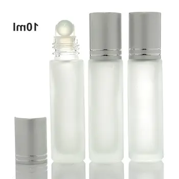 

10pcs/lot 10ml Roll On Bottle Thick Frosted Glass Perfume Bottle Refillable Empty Roller Essential Oils Vials with Metal Ball
