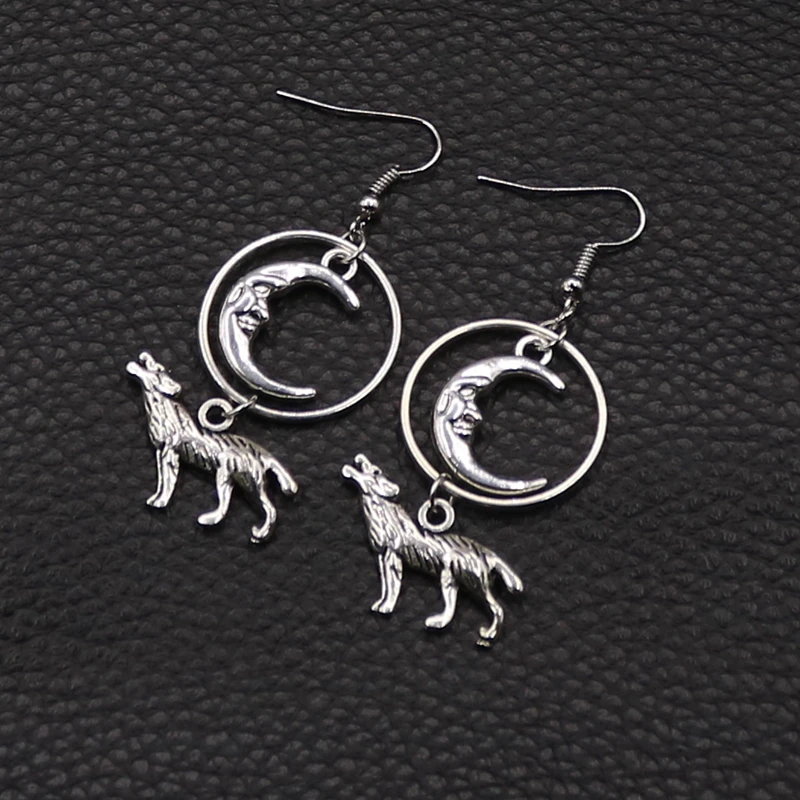 Серьги Обручи Wolf Hoops висячие серьги бижутерия Moon Маленькая подвеска в виде волка