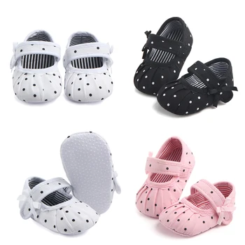 

Pudcoco New Adorable Toddler Infant Newborn Baby Girl Flower Dot Shoes Crib Shoes Size 0-18 Months Baby Prewalker shoes