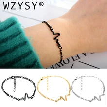 Горячая Распродажа, простой индивидуальный дизайн, ЭКГ, молния, сплав, браслет для мужчин и женщин, пара, сердечный ритм, графический ювелирный браслет