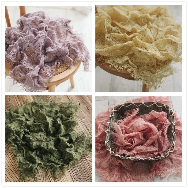 New newborn photography props wild blanket edging folds colorful linen padding blanket photo studio props
