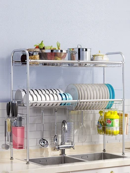 

304 stainless steel bowl rack, sink drainage rack, kitchen shelf, storage rack
