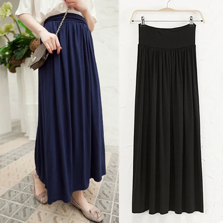 

2019 Summer WOMEN'S Dress New Style Modal Skirt Elastic Korean-style High-waisted Pleated Skirt Big Hemline Dress