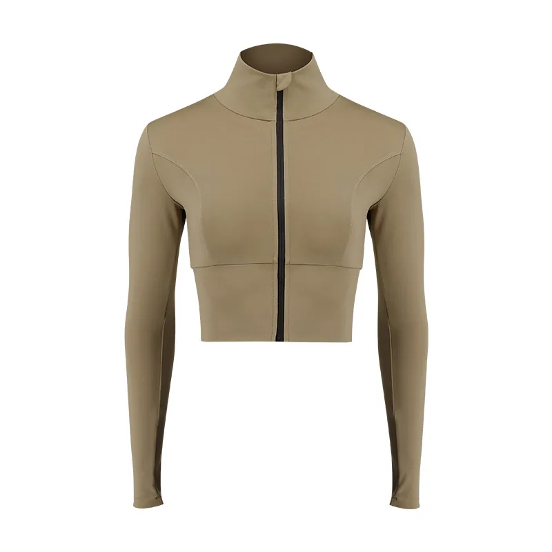 New Women Hoodie High Quality Workout Fitness Crop Top Long Sleeve Sports Sweater With Tumb Hole Slim Quick Dry Jackets