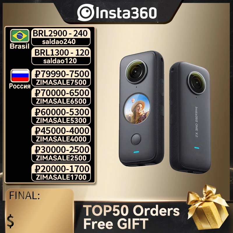 Insta360 ONE X2 Action Camera Mini Anti-Shake Waterproof Portable 5.7K Sport 360 ​Camera FlowState For YouTube Live Like Gopro |