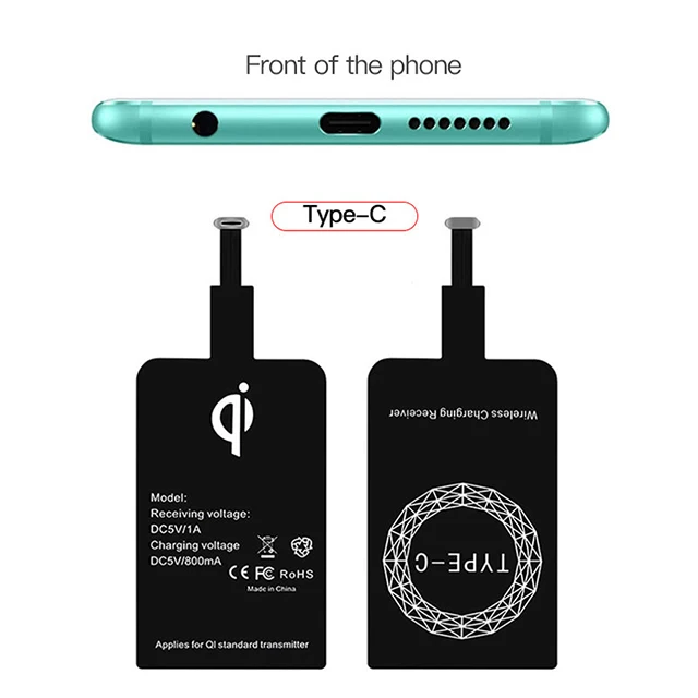 Lightweight Qi Wireless Charging Receiver For Samsung Huawei Xiaomi Universal Micro USB Type C Fast Wireless Charger Adapter quick charge 3.0 Chargers