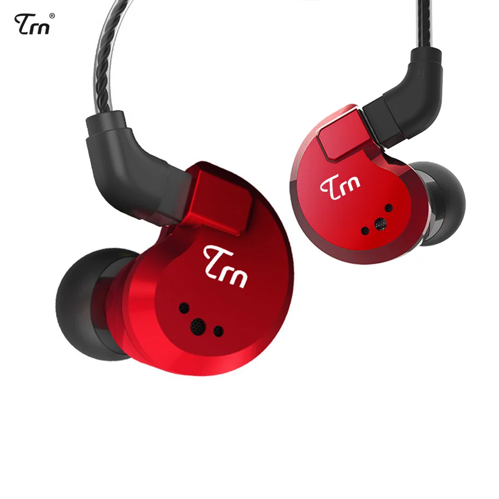 TRN V80 2BA+ 2DD Гибридный металлические наушники в ухо наушники HIFI DJ монитор Бег Спорт вкладыши гарнитура съемный кабель AS10 T2 V30 - Цвет: red no mic
