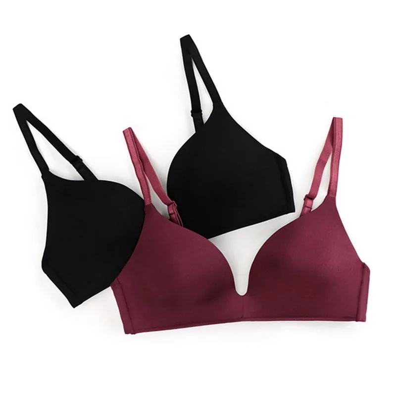 Women Gathered Comfortable Bra Wireless Underwear Solid Large Size Bra Push Up Bra Anti-sag Lingerie Seamless Girl Underwear