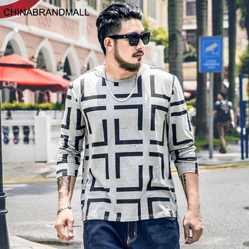 

super Plus Fat Plus Men's Wear Long Sleeve T Shirt Printing Loose Leisure Fat Man Backing Shirt