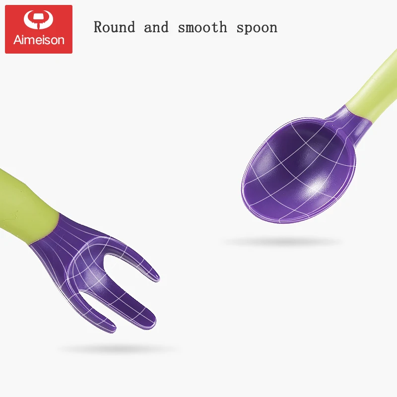 Aimeison Baby Learning To Eat Training Spoon Baby Food Supplement Elbow Fork Spoon One Year Old Bendable Children Cutlery Set
