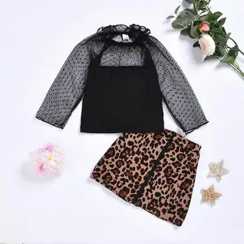 

Kid Toddler Baby Girls Clothes Lace Tops Leopard Skirt Dresses Autumn Outfit