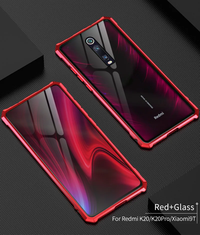 Роскошный чехол для Xiao mi Red mi K20 Pro, алюминиевая металлическая рамка, бампер и задняя крышка из закаленного стекла для Xiaomi mi 9T Coque funda