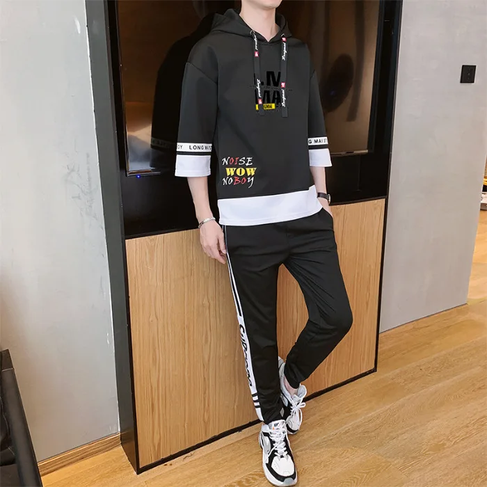 

Hoodie Men's Hooded Three-quarter-length Sleeve Loose-Fit Popular Brand Cool Big Kid Middle And High School Students Sports Casu
