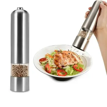 

New portable Stainless Steel Salt Pepper Mill Electric Grinder Shaker Salt and Pepper Mill Set Electric Pepper Grinding Tool