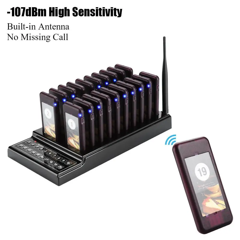 SU-68G Wireless Calling System Pager 10/20 Channels for Restaurant Bar Nursery Cafe