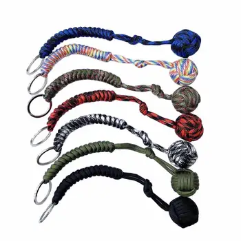 

Outdoor Camping Parachute Cord Steel Ball Survival Tool Girl Self Protection Emergency Paracord Key Chain Multifunctional Rope
