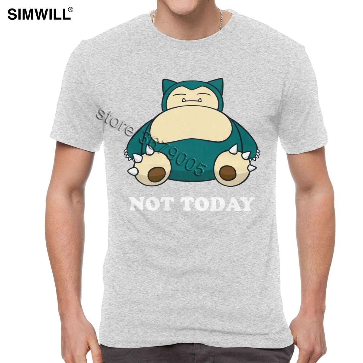 Модная футболка Snorlax Not Today, забавные летние футболки с покемонами, Мужская хлопковая футболка с коротким рукавом, уличная футболка с рисунком храпа - Цвет: Серый