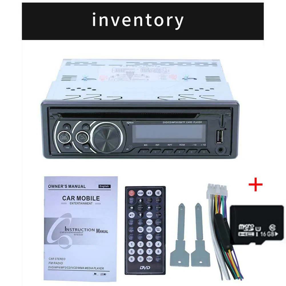 16GB SD Card 1 Din 12V автомобильный Радио Стерео DVD CD плеер MP3 USB/FM/AUX In-Dash bluetooth-гарнитура - Цвет: 16GB SD Card