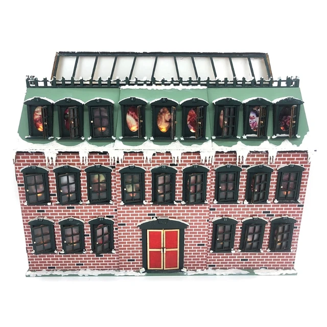 Christmas Snowhouse Wooden Arrival Calendar Countdown Led Party Decor 24  Switchable Windows with LED Light Ornament