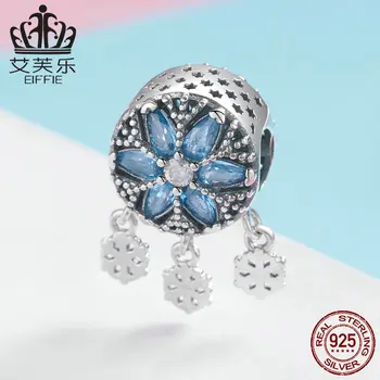 

Winter Snowflake Diy 925 sterling silver original natural beads for jewelry making Fit charm pandora bracelet
