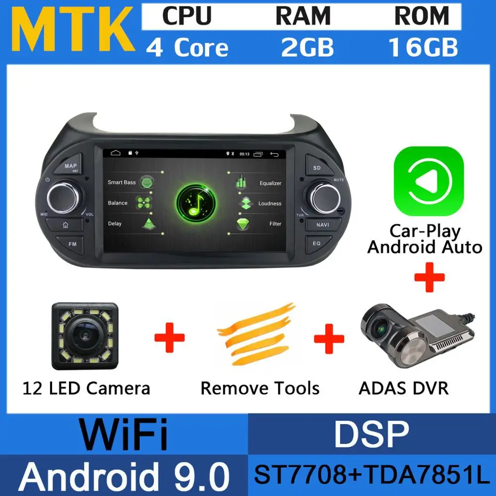 MTK-Adas-Carplay 5 USB Port PX6/Octa Core Android 9.0 Car DVD Player For FIAT Fiorino/Qubo Citroen Nemo/Peugeot Bipper Car Radio GPS DSP - Цвет: MTK-Adas-Carplay