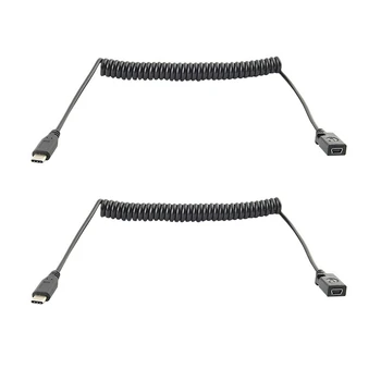 

Type C Male to Mini 5Pin USB Female Data Extension Cable Spring Charging Data Cable Cord Adapter for PC Notebook