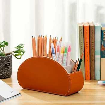 

PU Leather Storage Box Multifunctional Desk Organizer Box Black Solid Color Simple Style Home Office Remote Control Storage