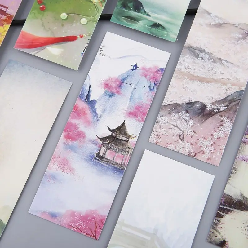 30 шт творческий Китайский стиль бумаги Colorful красочные карты живописи ретро красивые закладки в коробке памятные подарки