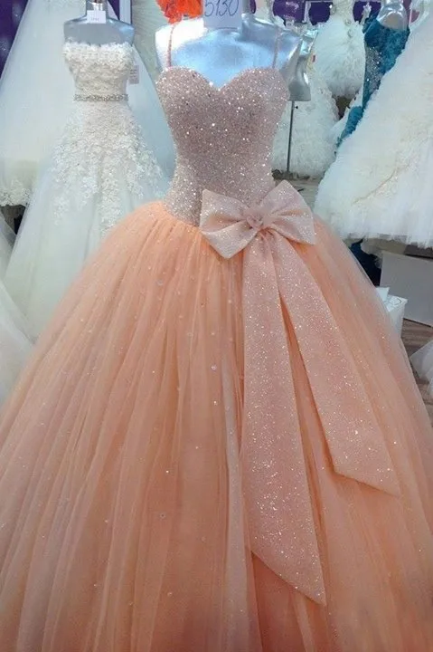 

Luxury Quinceanera Vestidos Actual Image Peach Beaded Tulle Ball Gown Long Party Prom Gown Custom mother of the bride dresses