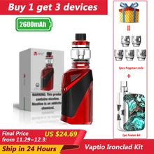 Подарок 5 шт. набор вейперов в катушке Vaptio ironcload Kit 2600 мАч коробка мод электронная сигарета стартовый набор 50 Вт испаритель 2,0 мл большой бак для пара Атомайзер