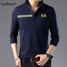 Высший сорт новые модные бренды рубашек-поло рубашки для мужчин мальчиков корейский длинный рукав Slim Fit Boyfriend подарок поло Повседневная мужская одежда