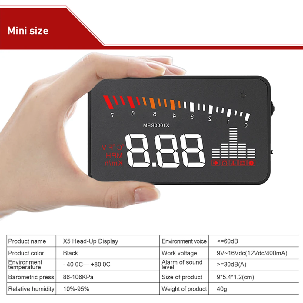 X5 автомобильный HUD OBD II Дисплей на голову система Предупреждение о превышении скорости проектор лобовое стекло авто электронная сигнализация напряжения