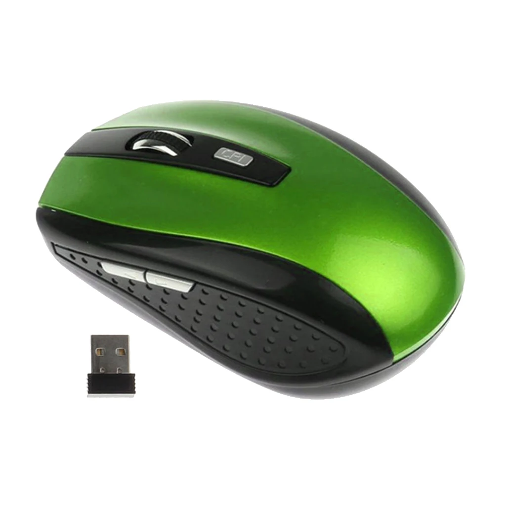 

2.4G Wireless Mouse Wireless Optical Laptop Mouse with USB Receiver 6 Buttons 4 Adjustable DPI Levels -Green