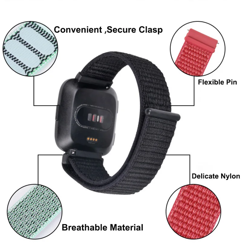 Нейлоновые ремешки для Fitbit Versa, сменные Дышащие Мягкие Ремешки-петли, спортивные браслеты для Versa, аксессуары для наручных часов