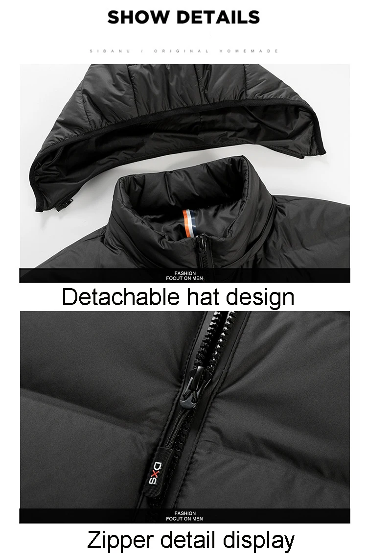 New Men's White Duck Down Jacket Winter Thermal Solid Color Hooded Ultralight Parkas Male Casual Thick Warm Windproof Coat Black down jackets