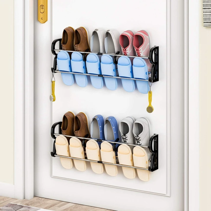Zapatero de puerta colgante de pared, organizador de zapatos adhesivo en la pared con forma de S, nuevo paquete de 2 uds.|Estantes para zapatos y zapateros| - AliExpress