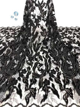 

New fashion black French lace fabric fashion evening dress net material for lady PAN49(5yards/pc) multi color