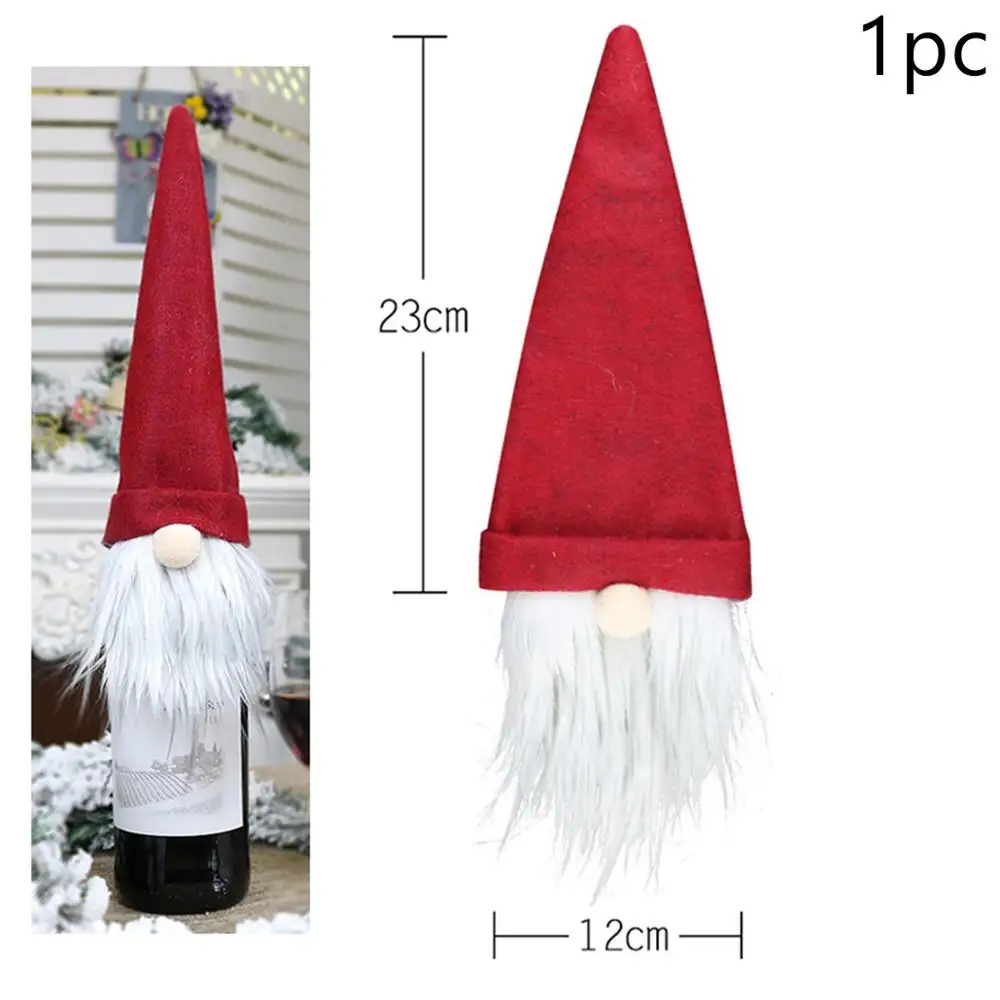Red Bottle Cover Taoup веселая Рождественская бутылка вина крышка Безликий Санта-Клаус куклы Рождественские украшения стола для дома Рождественские чашки для шампанского сумки - Цвет: Red Bottle Cover