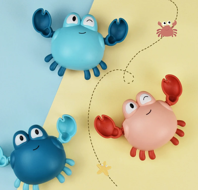 Baby Bath Toys Animal Cute Cartoon Tortoise Crab Classic Baby Water Toy Infant Swim Chain Clockwork Toy For Kid 2020 Newest