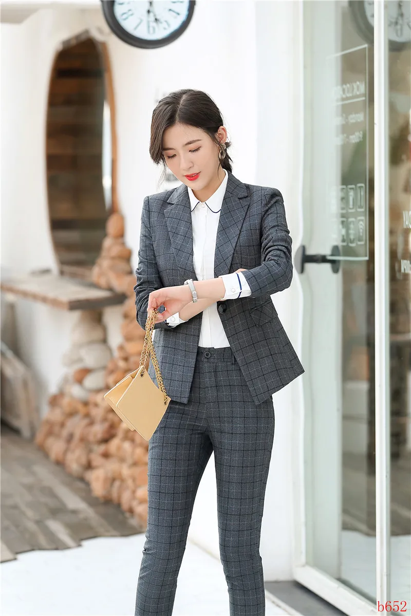 New Female Casual Blazer Women Pant Suits Ladies Business Work Wear Sets Office Uniform Styles