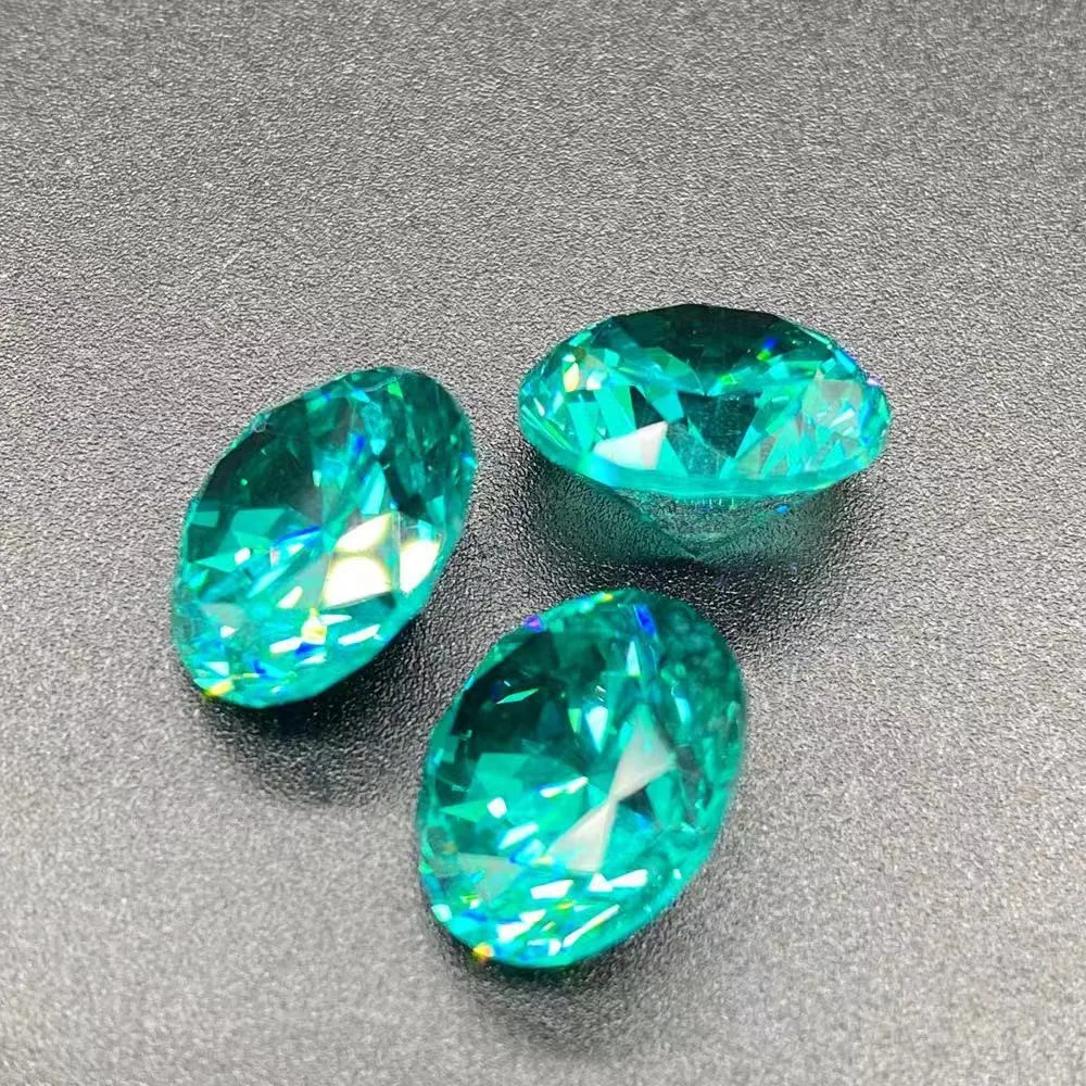 Brazil Para&iacute;ba Natural Tourmaline Round Blue and Green Bare Stone Round Colored Treasure Ethnic Jewelry Ring Face