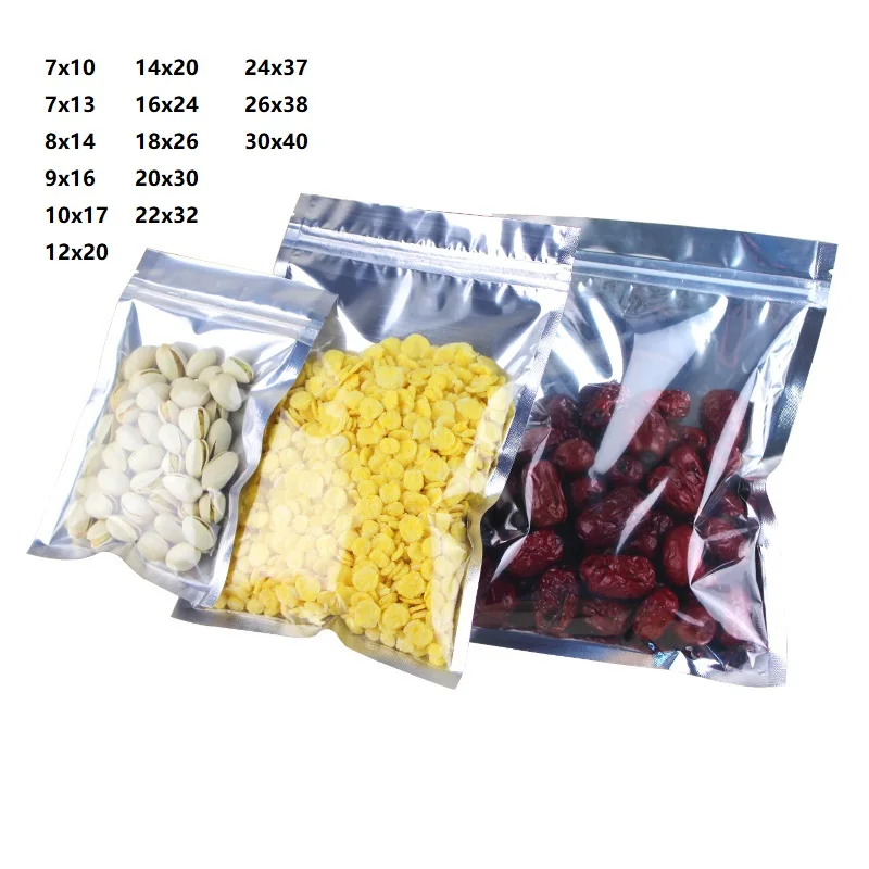 

Zip lock Transparent Foil Bag Aluminum Mylar Packaging with Window Ziplock One Side Transparent