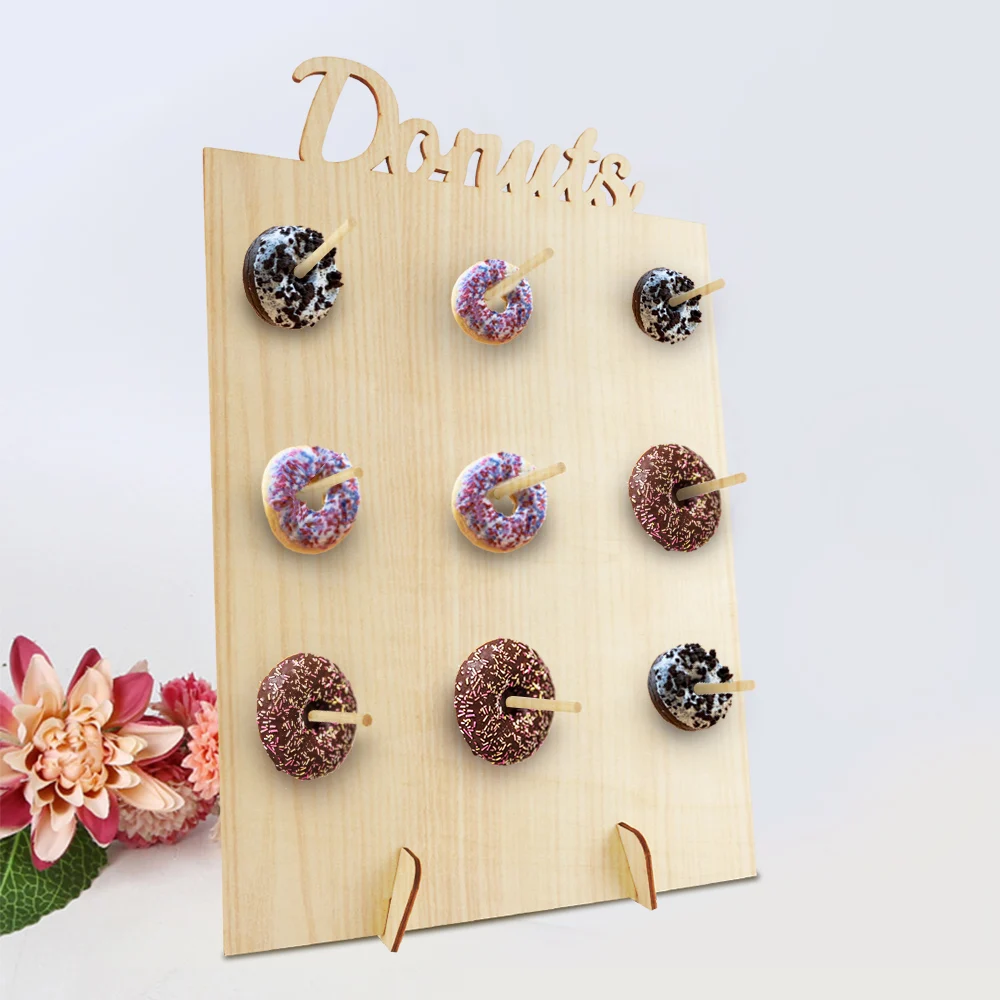 

Wooden Wall Holds Donut Boards Stand Hanging Donuts Table Wedding Decoration Accessories Baby Shower Kids Birthday Party Decor