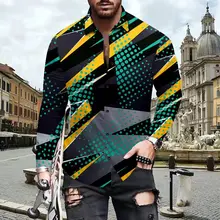 Chemise à manches longues et col rabattu pour homme, tenue décontractée à imprimé Floral, avec boutons, mode automne