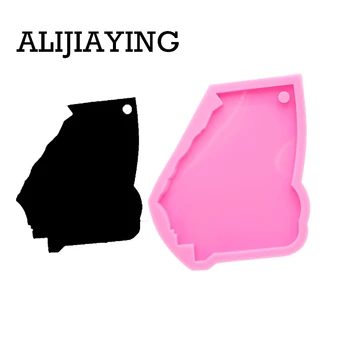 

DY0216 DIY US states moldes shiny Georgia keychain molds epoxy resin liquid silicone rubber jewelry molds