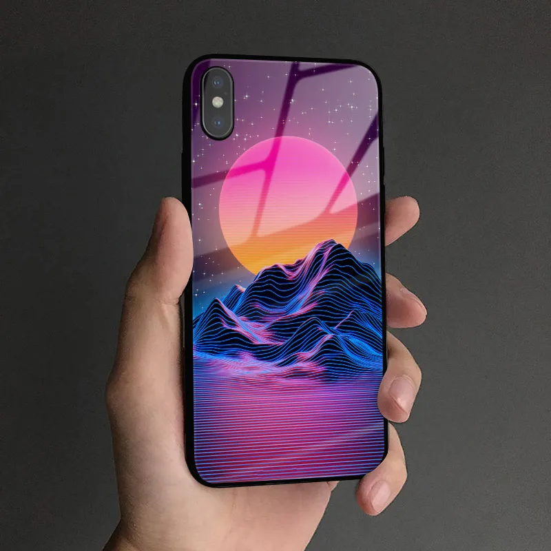 AE 2259 Synthwave Ретро 80s неоновый цветной для iPhone 6 6s 7 8 plus x xr xs 11 Pro max стеклянный чехол для телефона мягкий силиконовый чехол - Цвет: AE 2259